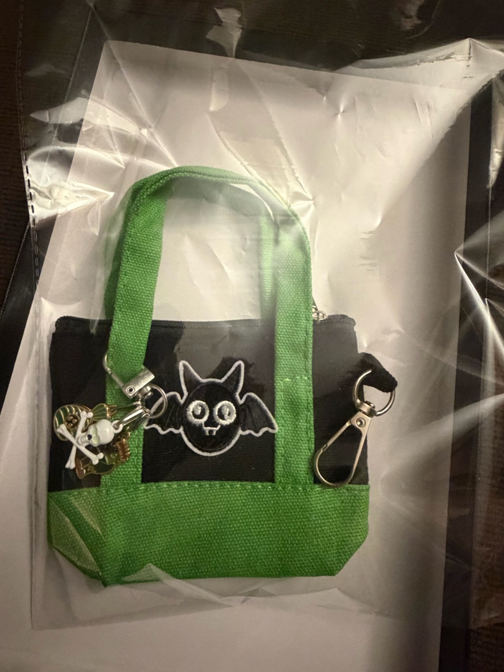 Mini Halloween Tote Bag with charms & embroidered patch